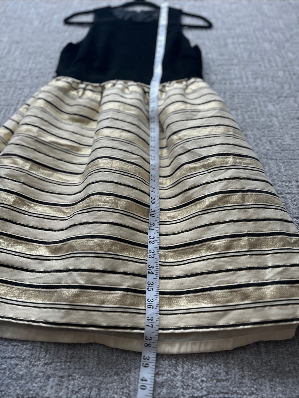 J.Crew Sleeveless Skater Dress | Black & Gold Stripe Skirt | Size 6 - Picture 9 of 14